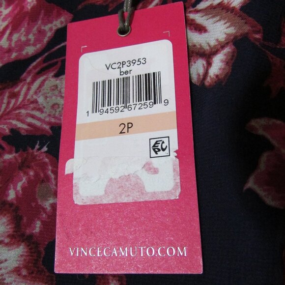 Vince Camuto Purple Pink Floral Dress Keyhole Sheer Sleeves - Picture 6 of 10